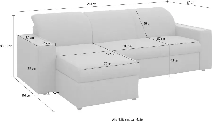 INOSIGN Hoekbank Flin L-Form Longchair links of rechts naar keuze met slaapfunctie - Foto 4