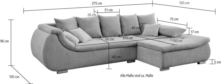 INOSIGN Hoekbank Perallo L-vorm 3 stuks sierkussens en 1 stuk kussen armleuning gratis - Foto 9