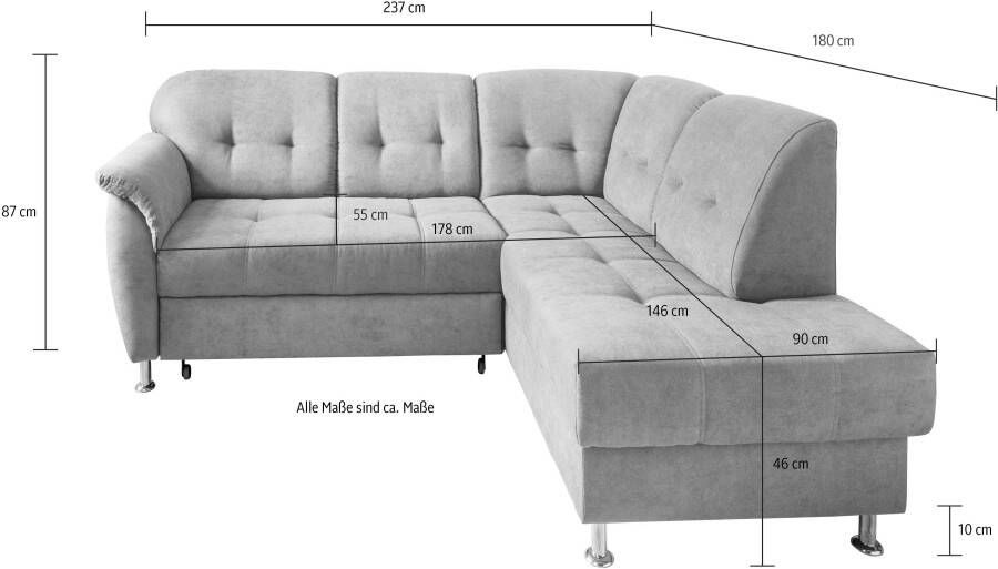 INOSIGN Hoekbank Trani L-Form incl. uittrekbare matrasbodem en bedbox - Foto 6