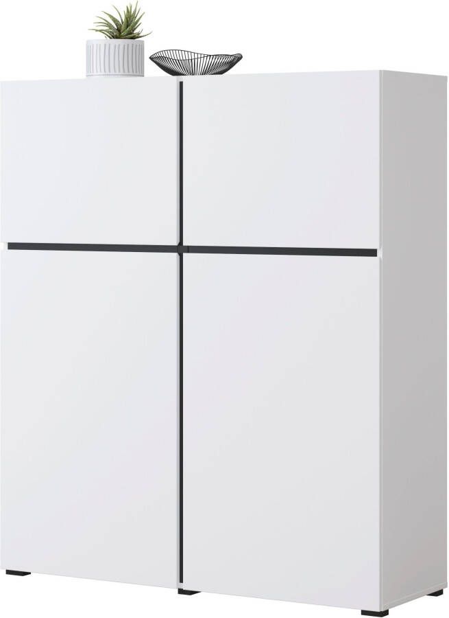 INOSIGN Highboard Cross moderne grifflose Hochkommode mit 4 Türen Türkommode - Foto 7
