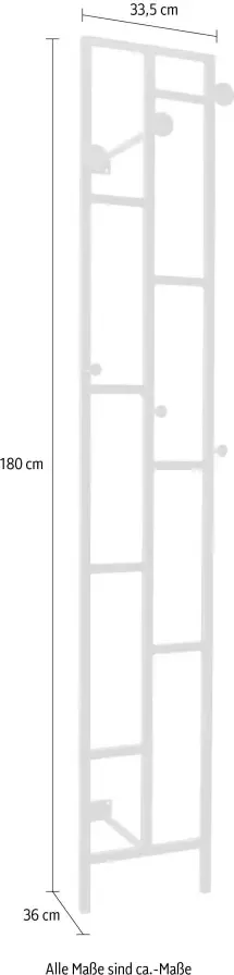 INOSIGN Wandkapstok van metaal hoogte 180 cm wandmontage