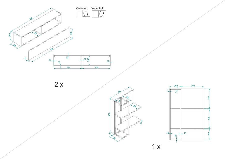 INOSIGN Wandmeubel Largo Kleppen met push-to-openfunctie (set 3-delig) - Foto 6