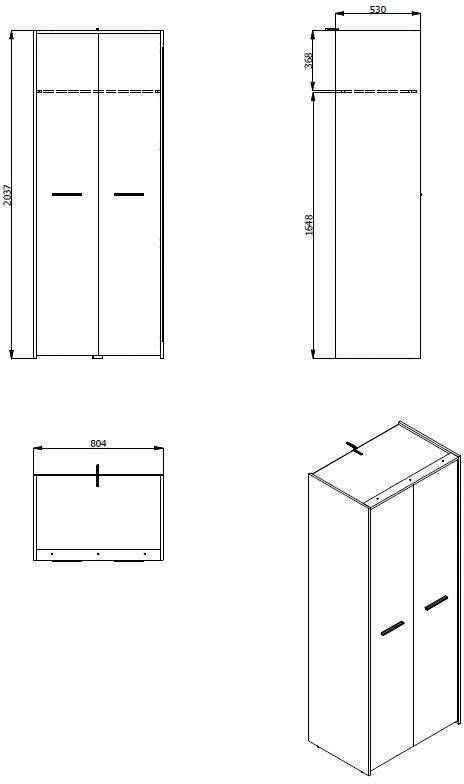 INOSIGN Kledingkast VARADERO 2-deurs 80 5 cm breed - Foto 3