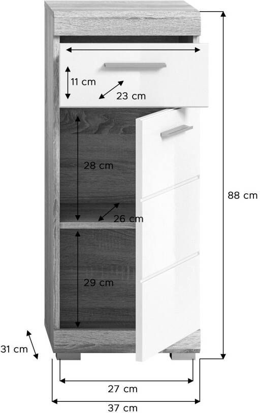INOSIGN Onderkast Siena Badkamermeubels Badkamerkast 1 deur 1 lade breedte 37 cm (1 stuk) - Foto 5