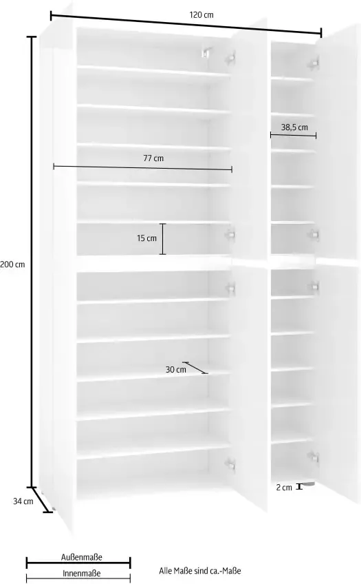 INOSIGN Schoenenkast Mister Breedte 120 cm hoogte 200 cm 6 deuren - Foto 7