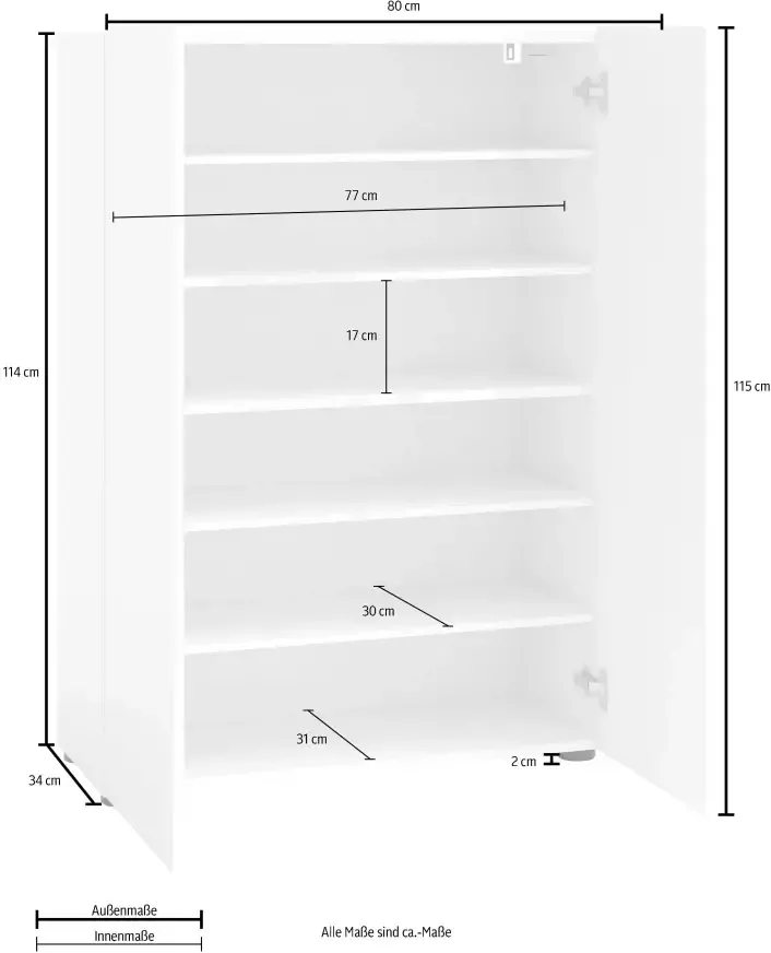 INOSIGN Schoenenkast Mister Breedte 80 cm 2 deuren hoogglanzend gelakt - Foto 3