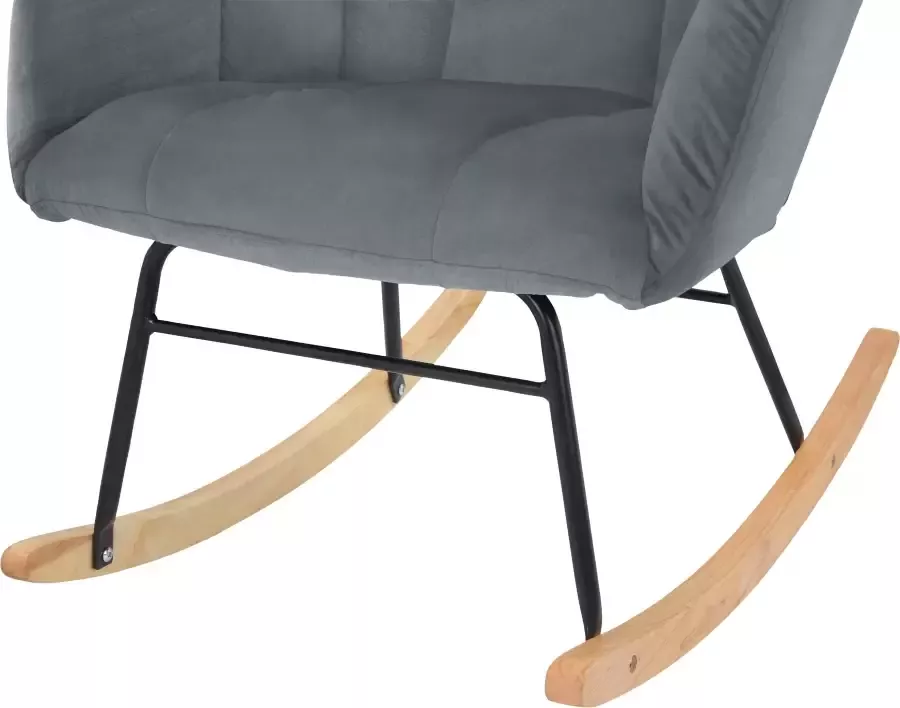 Home affaire Schommelstoel Anika ophaalstoel woonkamer met functie Zacht verdikte zitting en rugleuning poten van metaal en hout zithoogte 48 cm (1 stuk) - Foto 6