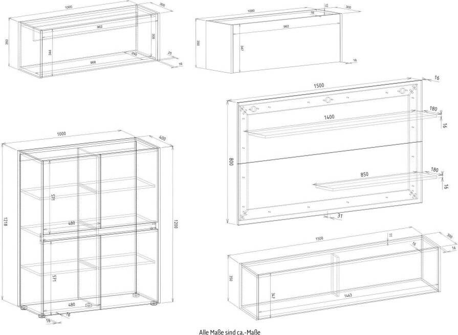 INOSIGN Set kantoormeubelen City Giron Thuiskantoor wandsecretaire (set 5-delig)