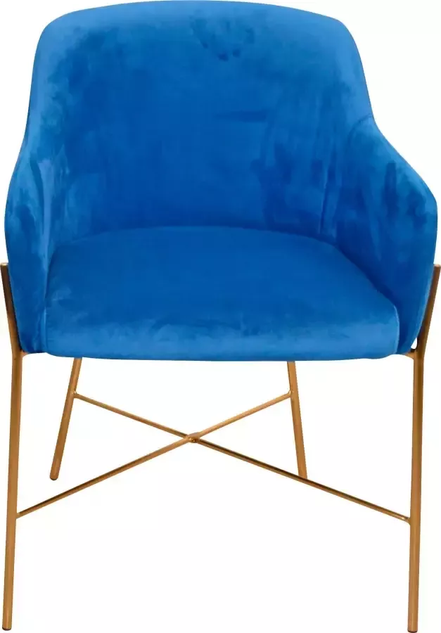 INOSIGN Stoel Fauteuil met frame van stalen buis goudkleur veloursovertrek (set 2 stuks) - Foto 3