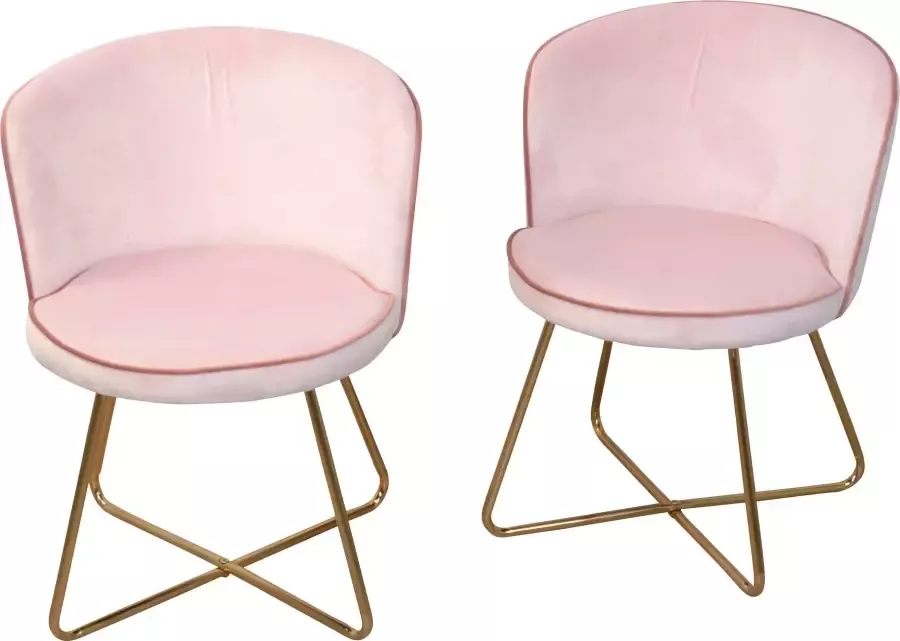 INOSIGN Stoel Liano Fauteuil met frame van stalen buis goudkleur veloursovertrek (set 2 stuks) - Foto 3