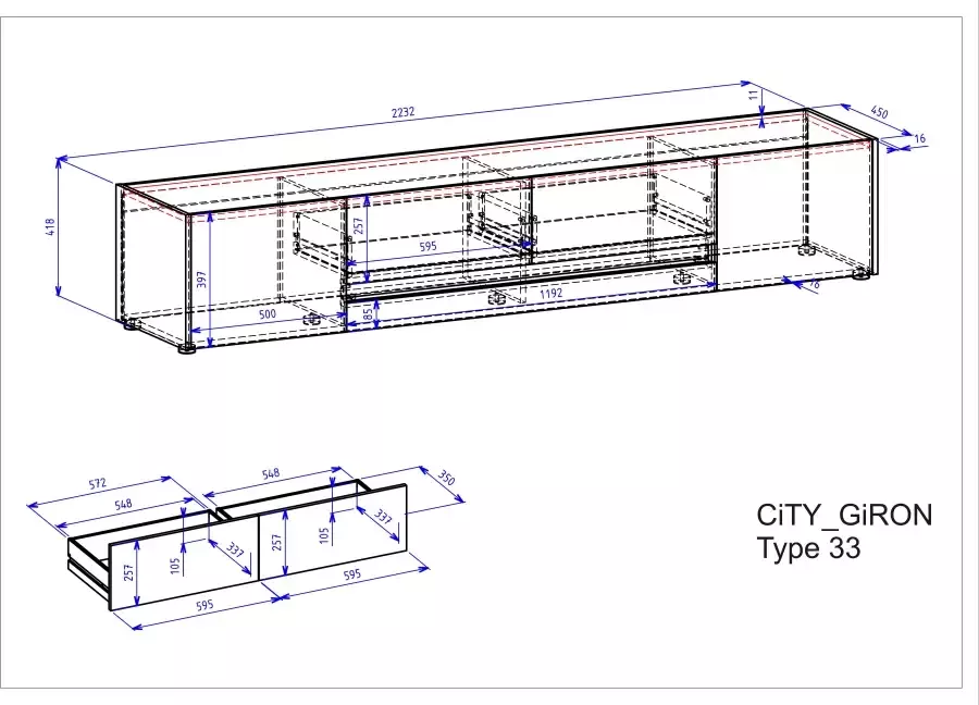 INOSIGN Tv-meubel City Giron Breedte ca. 220 cm