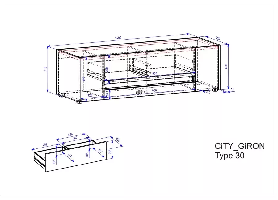 INOSIGN Tv-meubel City Giron Breedte ca. 140 cm