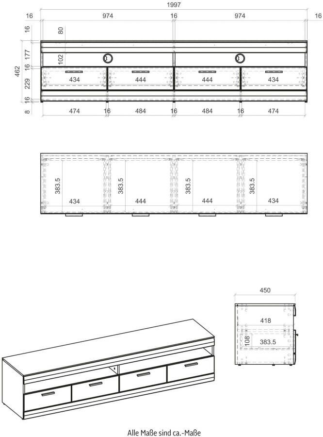 INOSIGN Tv-meubel SCARA met applicatie tineiken decor breedte 200 cm met soft-closefunctie - Foto 3