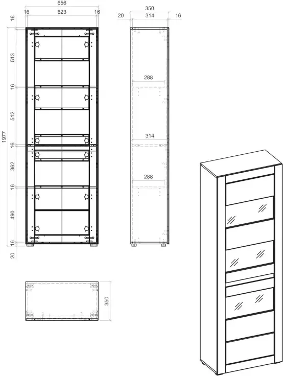 INOSIGN Vitrinekast Casablanca Soft-closetechniek hoogte 198 cm - Foto 6