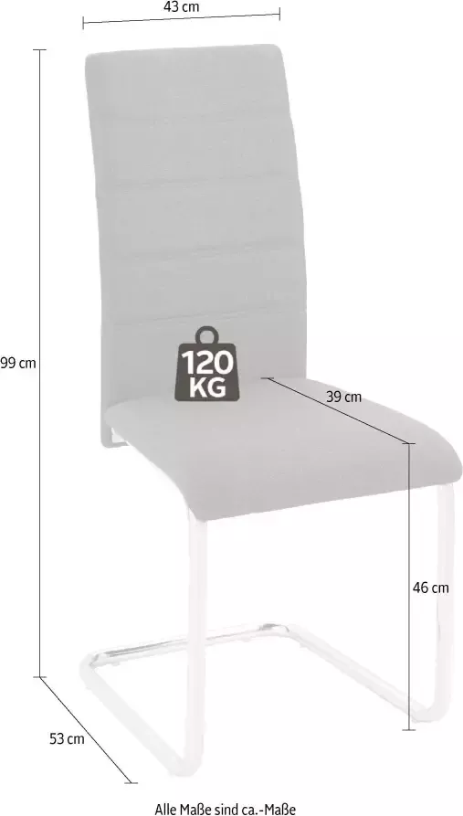 INOSIGN Vrijdragende stoel DORIS (set van 2 of set van 4) bekleding in weefstof verchroomd metalen frame (voordeelset) - Foto 6