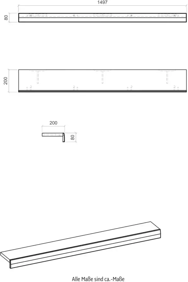INOSIGN Wandplank SCARA modern design in trendy kleur breedte 150 cm - Foto 3