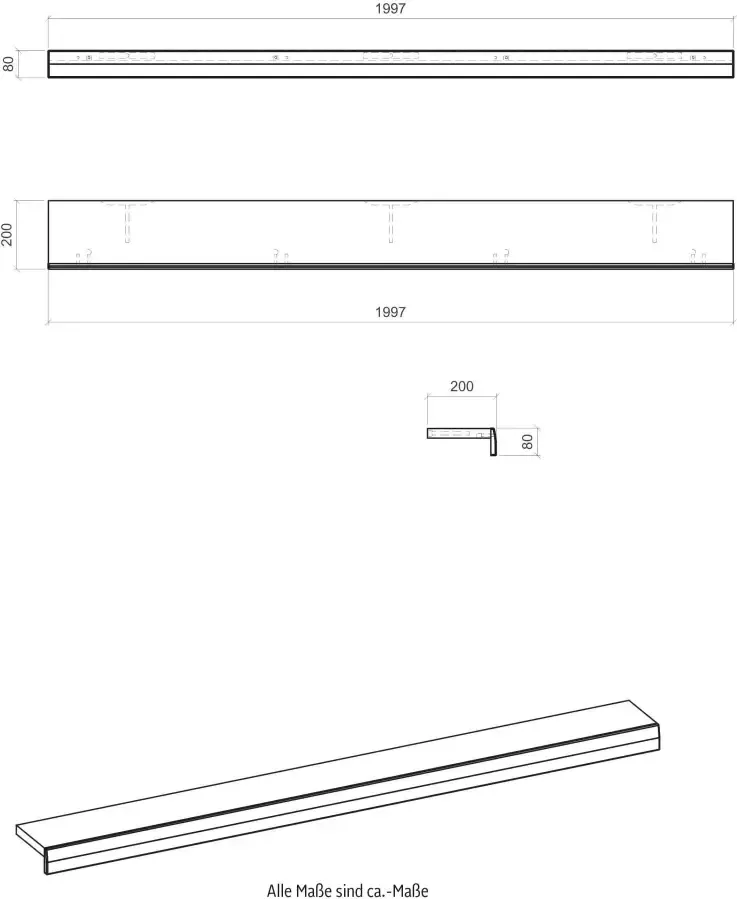 INOSIGN Wandplank SCARA modern design in trendy kleur breedte 200 cm - Foto 1