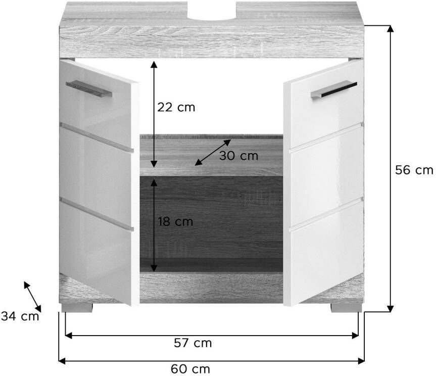 INOSIGN Wastafelonderkast Siena Badkamermeubels Badkamerkast 2 deuren breedte 60 cm (1 stuk) - Foto 3