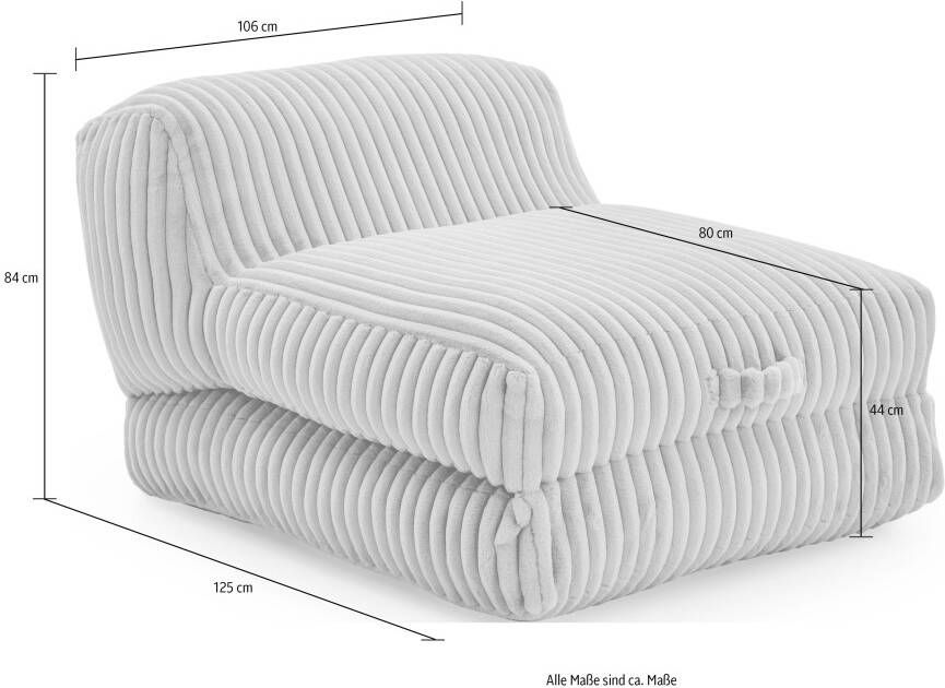 INOSIGN XXL-fauteuil Pia Loungestoel in Megacord 2 maten slaapfunctie en poef voetenbank functie