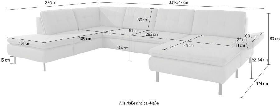 INOSIGN Zithoek Birkholm U-vorm Verstelbare armleuningen ook in Easy Clean bekleding met water te reinigen - Foto 4