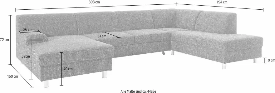 INOSIGN Zithoek Jamie tijdloos design stevig zitcomfort veel ruimte U-vorm - Foto 2