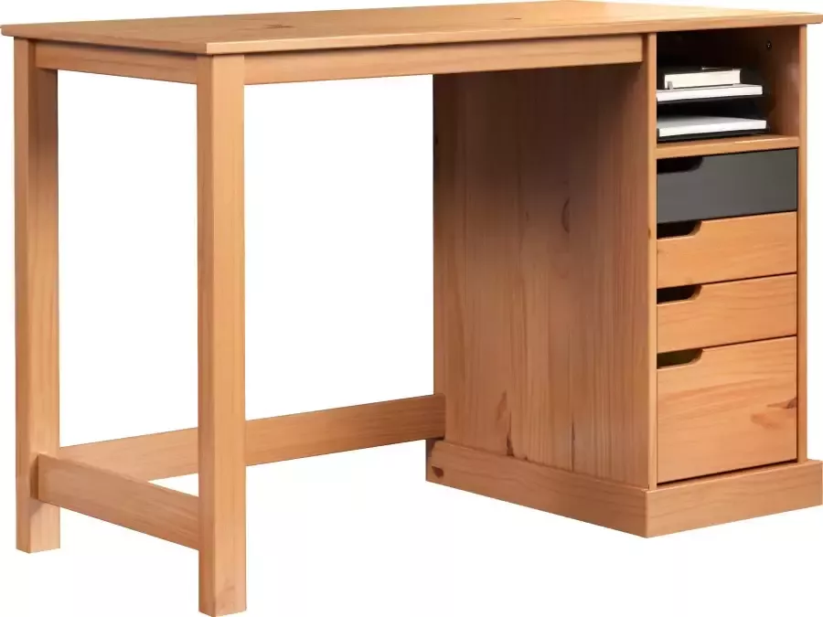 Hioshop Mestre bureau 1 plank 3 kleine 1 groot lade honing grijs. - Foto 11