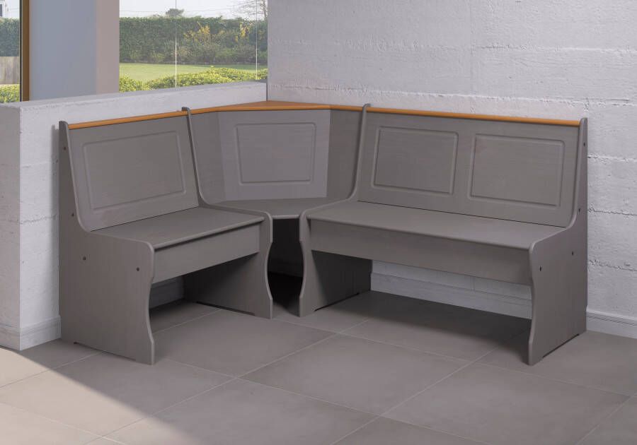 Hioshop Paterno set hoekbank tafel kleine bank grijs honing. - Foto 3