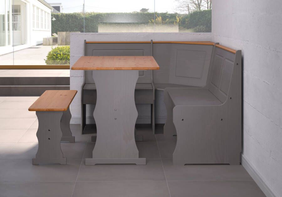 Hioshop Paterno set hoekbank tafel kleine bank grijs honing. - Foto 4