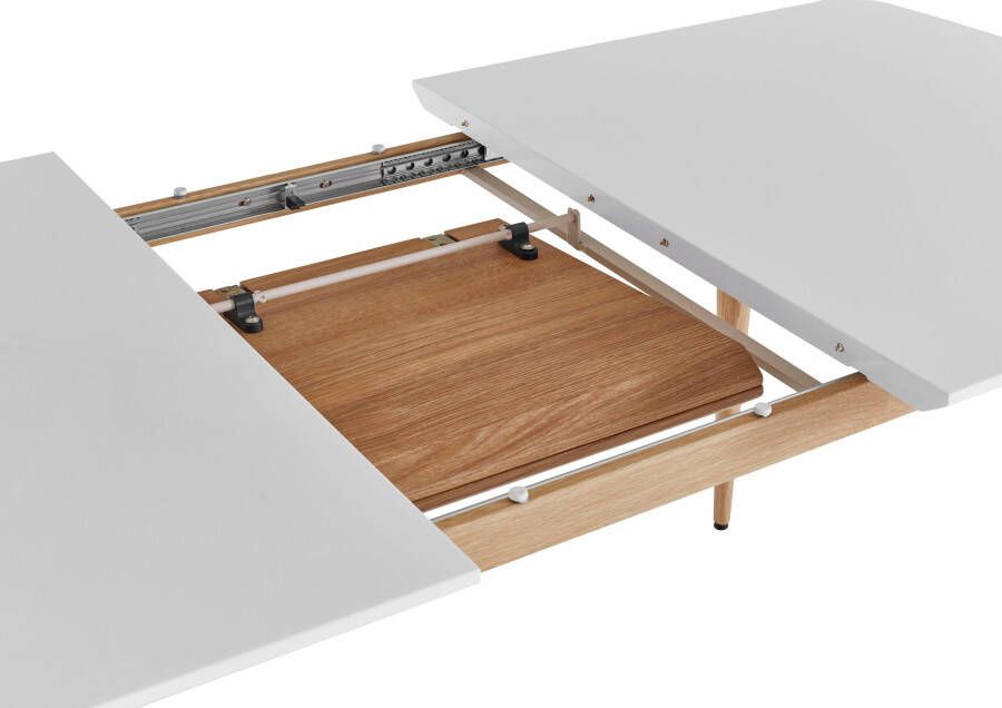 INTER-FURN Eettafel Bozen uittrekbaar 160 tot 200 cm tafelblad wit gelakt metalen frame (1 stuk) - Foto 1