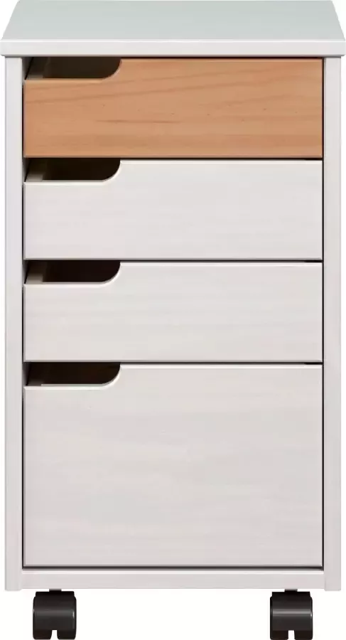 Hioshop Mestre kommode kantoor ladecassette op wielen. 3 1 lade wit honing. - Foto 6