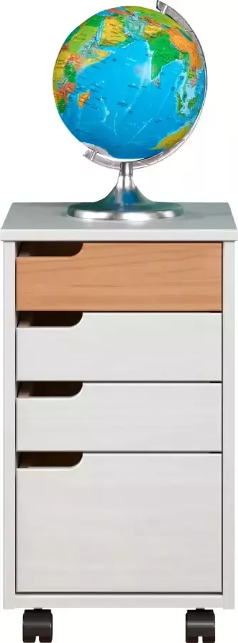 Hioshop Mestre kommode kantoor ladecassette op wielen. 3 1 lade wit honing. - Foto 8