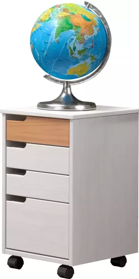 Hioshop Mestre kommode kantoor ladecassette op wielen. 3 1 lade wit honing. - Foto 7