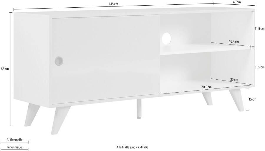 Hioshop Adelaide TV-meubel 1 deur 1 plank wit groen. - Foto 5