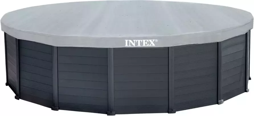 Intex Opzetzwembad Graphite Gray Panel Øxh: 478x124 cm inclusief zandfilter ladder met dek- en grondzeil(set) - Foto 6