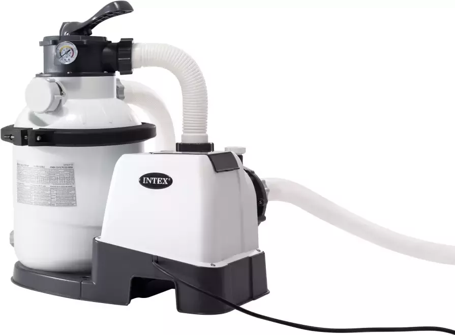 Intex Opzetzwembad Graphite Gray Panel Øxh: 478x124 cm inclusief zandfilter ladder met dek- en grondzeil(set) - Foto 2