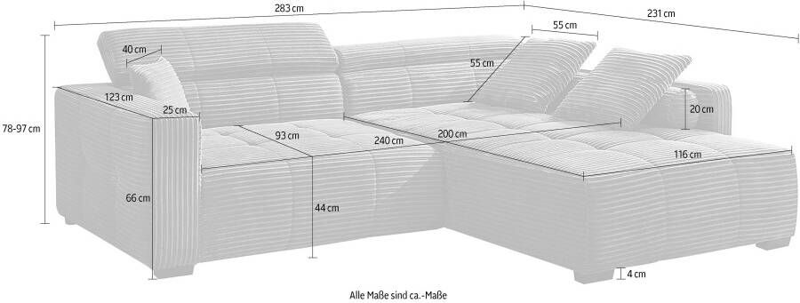 Jockenhöfer Gruppe Hoekbank Severino in Big Sofa stijl met verstelling hoofdsteun rechts links te monteren zigzag veren - Foto 2