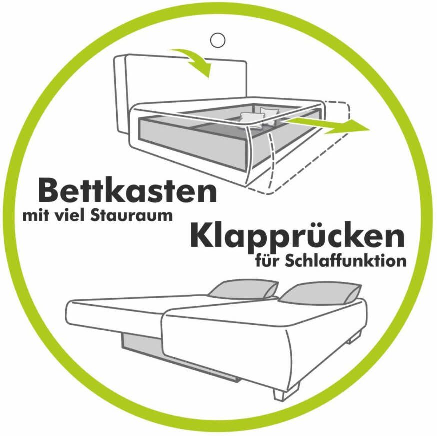 Jockenhöfer Gruppe Slaapbank Nancy met slaapfunctie en bedkist inclusief losse rugkussens