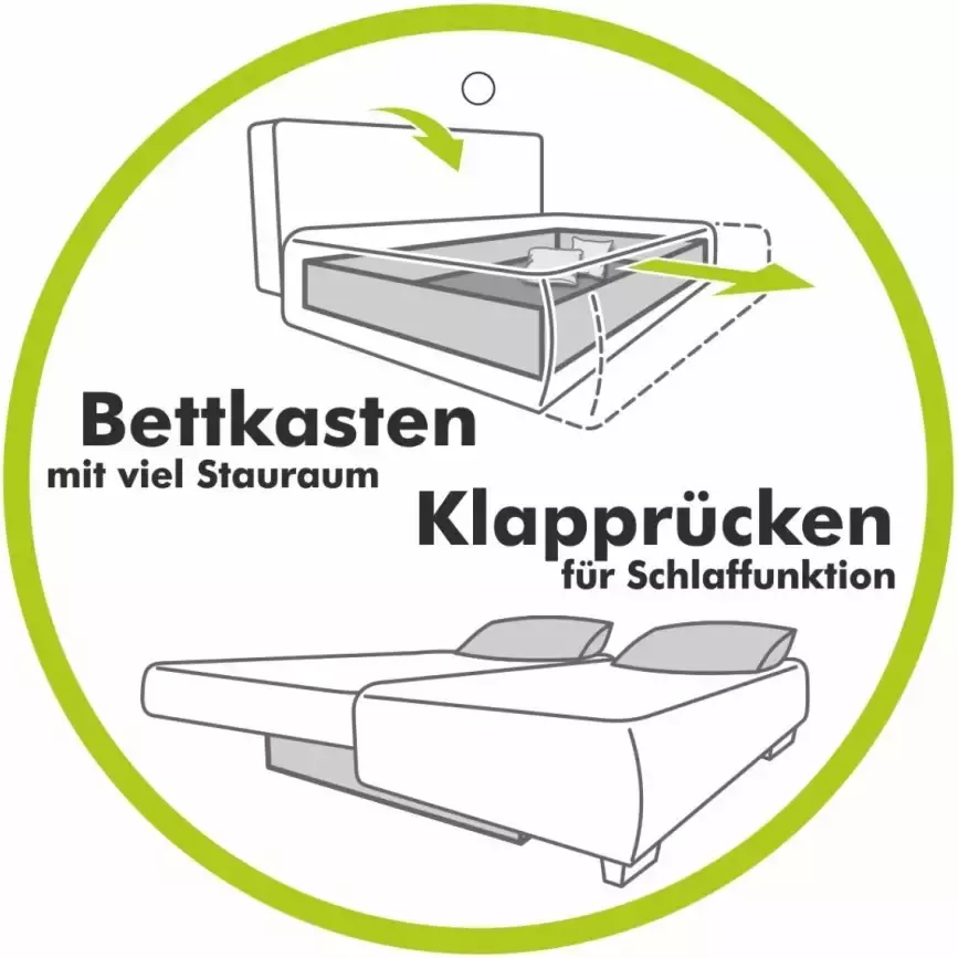 Jockenhöfer Gruppe Slaapbank Yann inclusief slaapfunctie opbergvak bedlade verstelbare armleuningen