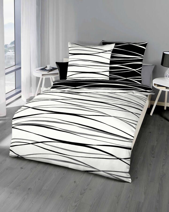 Kaeppel Beddengoed Motion in mt. 135x200 155x220 of 200x200 cm van katoen met fijne golflijnen naar keuze met reversible-look