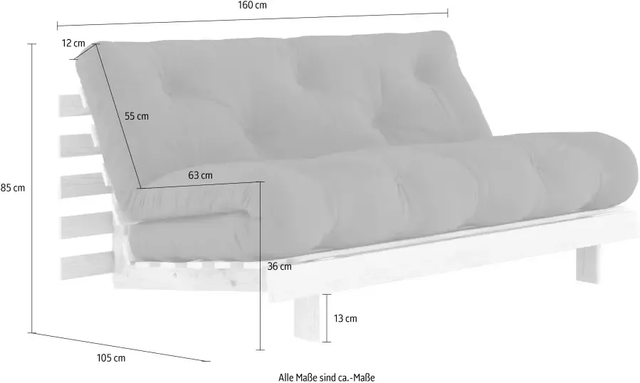 Karup Slaapbank Roots 160 slaapbank logeerbed bank met futonmatras Incl. futonmatras ligoppervlak 160x200 cm FSC gecertificeerd dennenhout (2 stuks) - Foto 4