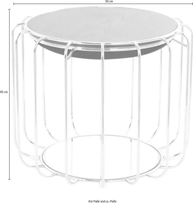 Kayoom Bijzettafel poef Comfortable 110 praktisch om te bouwen tot tafel of voetenbank poef met spiegelglas