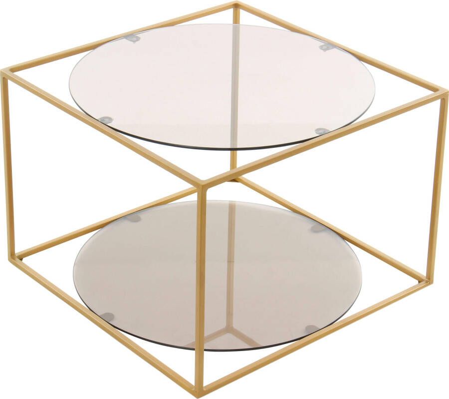 Kayoom Bijzettafel Cody moderne kubusvorm met ronde glazen legplanken - Foto 2