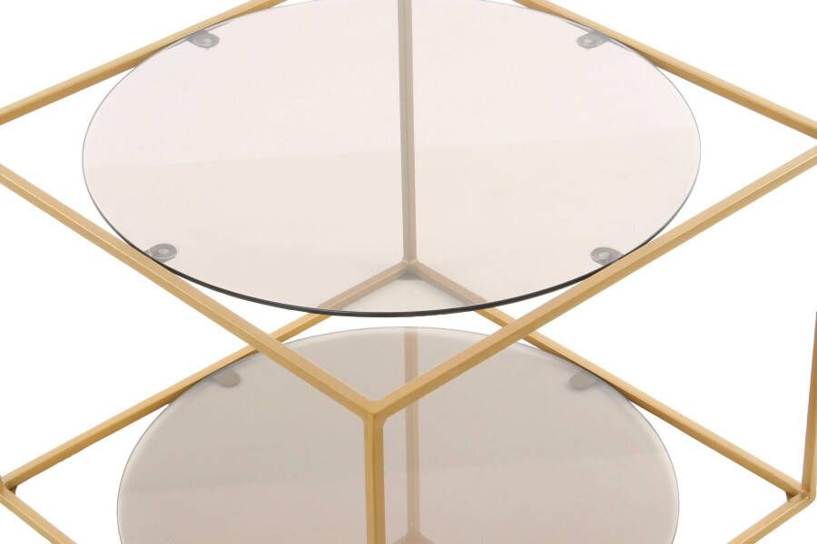 Kayoom Bijzettafel Cody moderne kubusvorm met ronde glazen legplanken - Foto 5