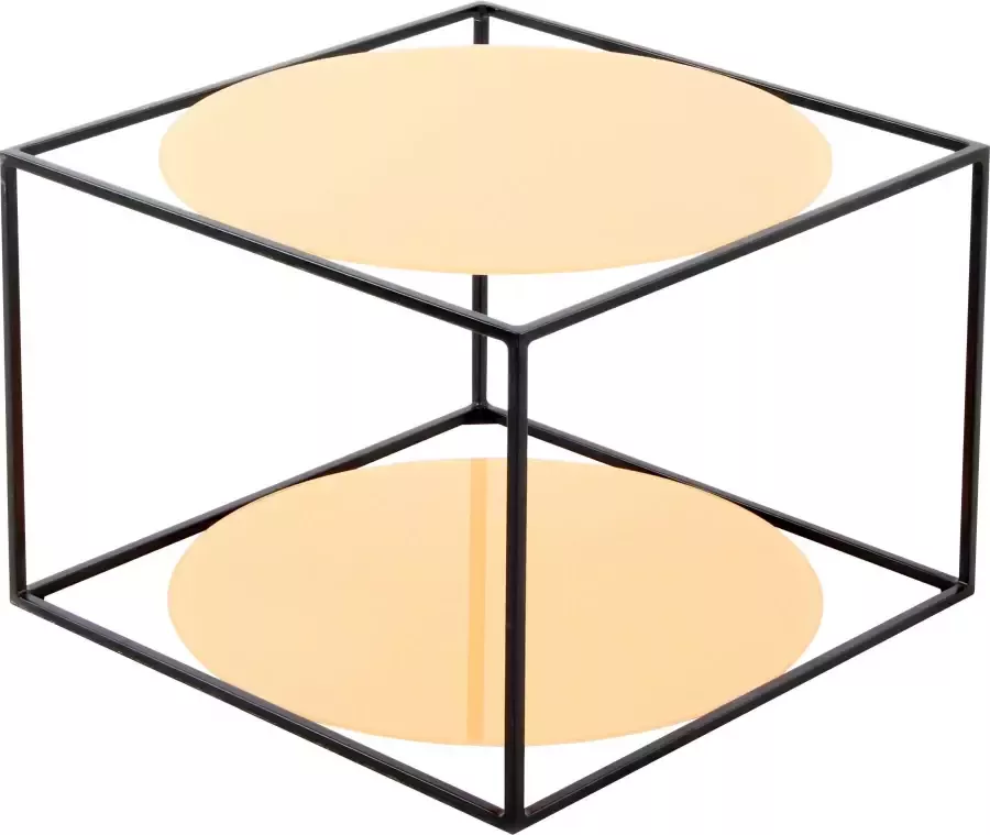 Kayoom Bijzettafel Cody moderne kubusvorm met ronde glazen legplanken - Foto 4