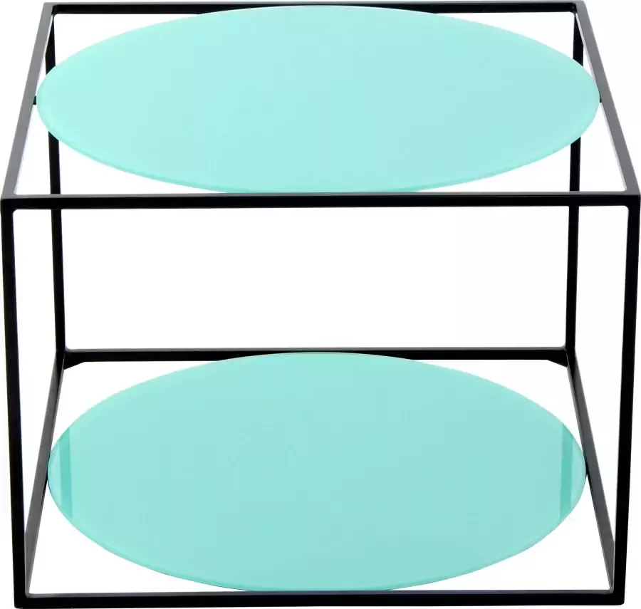 Kayoom Bijzettafel Cody moderne kubusvorm met ronde glazen legplanken