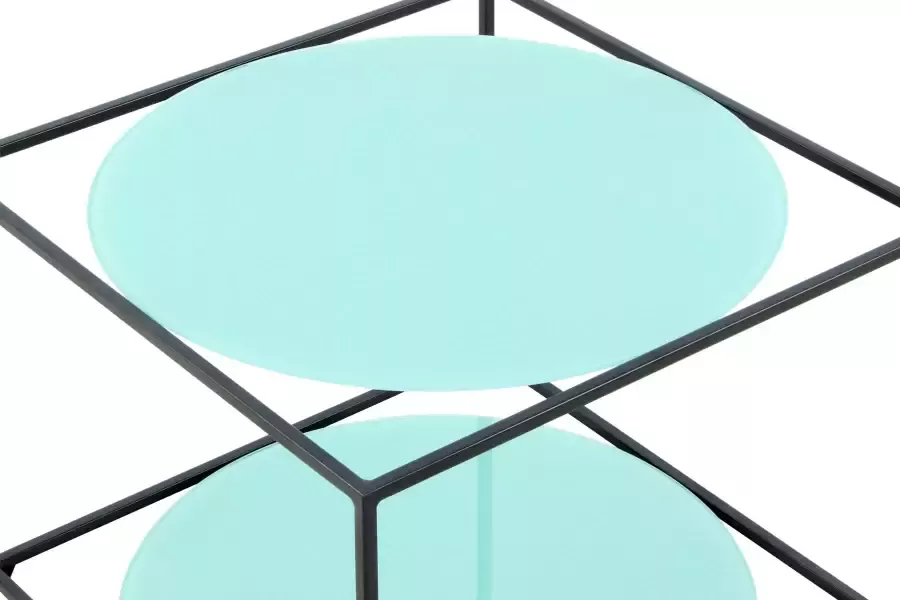 Kayoom Bijzettafel Cody moderne kubusvorm met ronde glazen legplanken - Foto 5