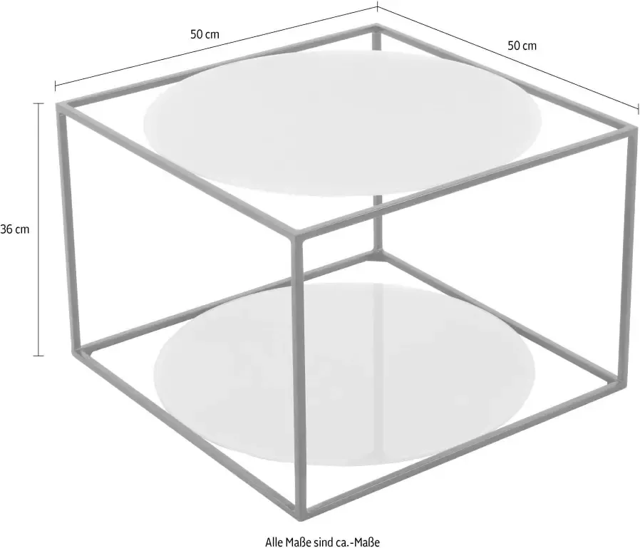 Kayoom Bijzettafel Cody moderne kubusvorm met ronde glazen legplanken - Foto 4