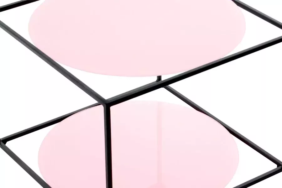 Kayoom Bijzettafel Cody moderne kubusvorm met ronde glazen legplanken - Foto 3