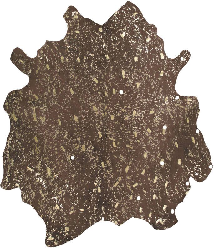 Kayoom gekleurde Leer vloerkleed met Goud of Zilver accenten 135 x 165 Bruin - Foto 1
