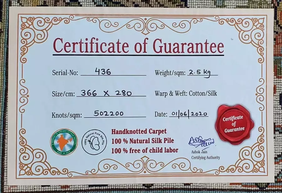 Kayoom Zijden vloerkleed Kashan 220 Los element met certificaat woonkamer - Foto 2